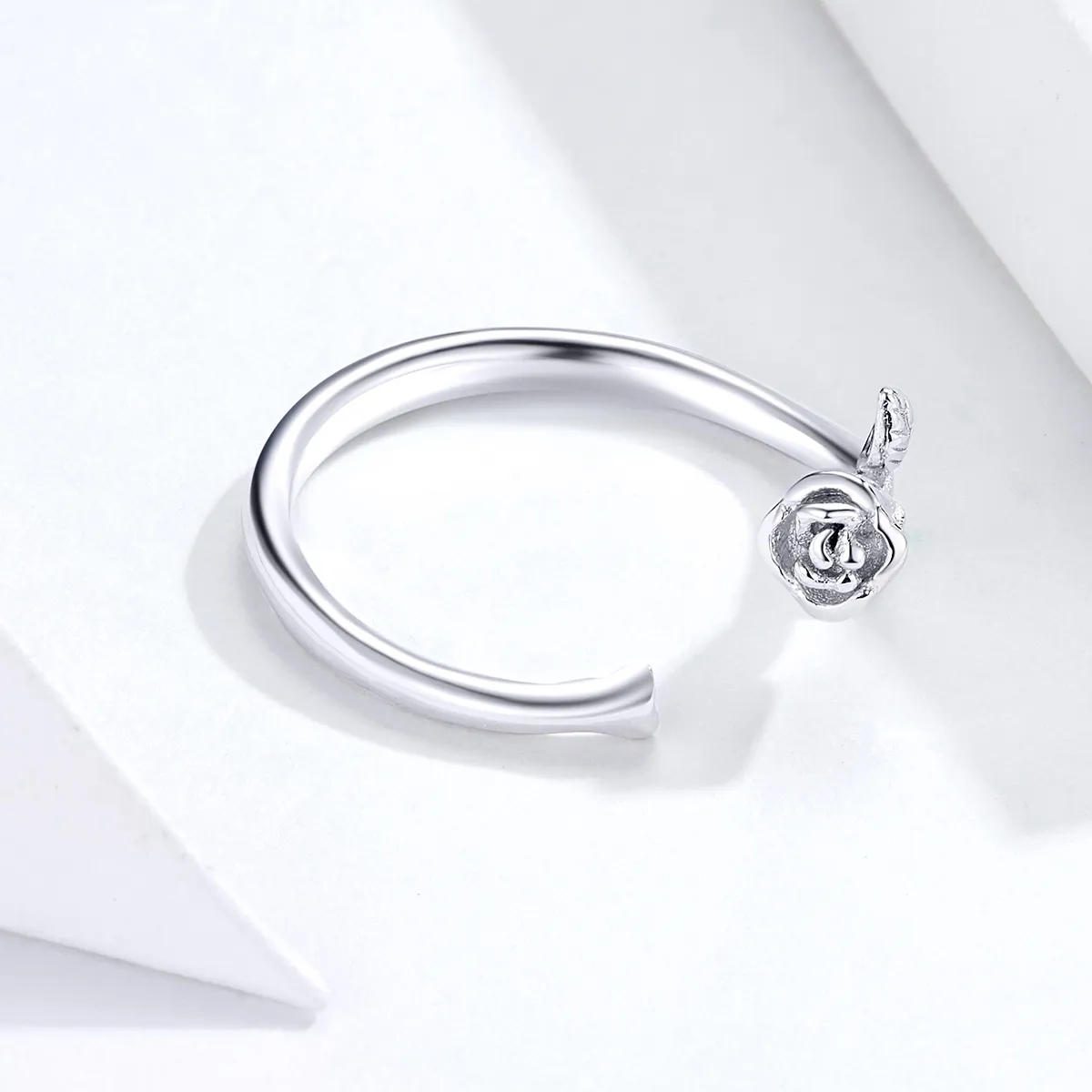 Pandora Style Silver Rose Flower Open Ring - BSR065