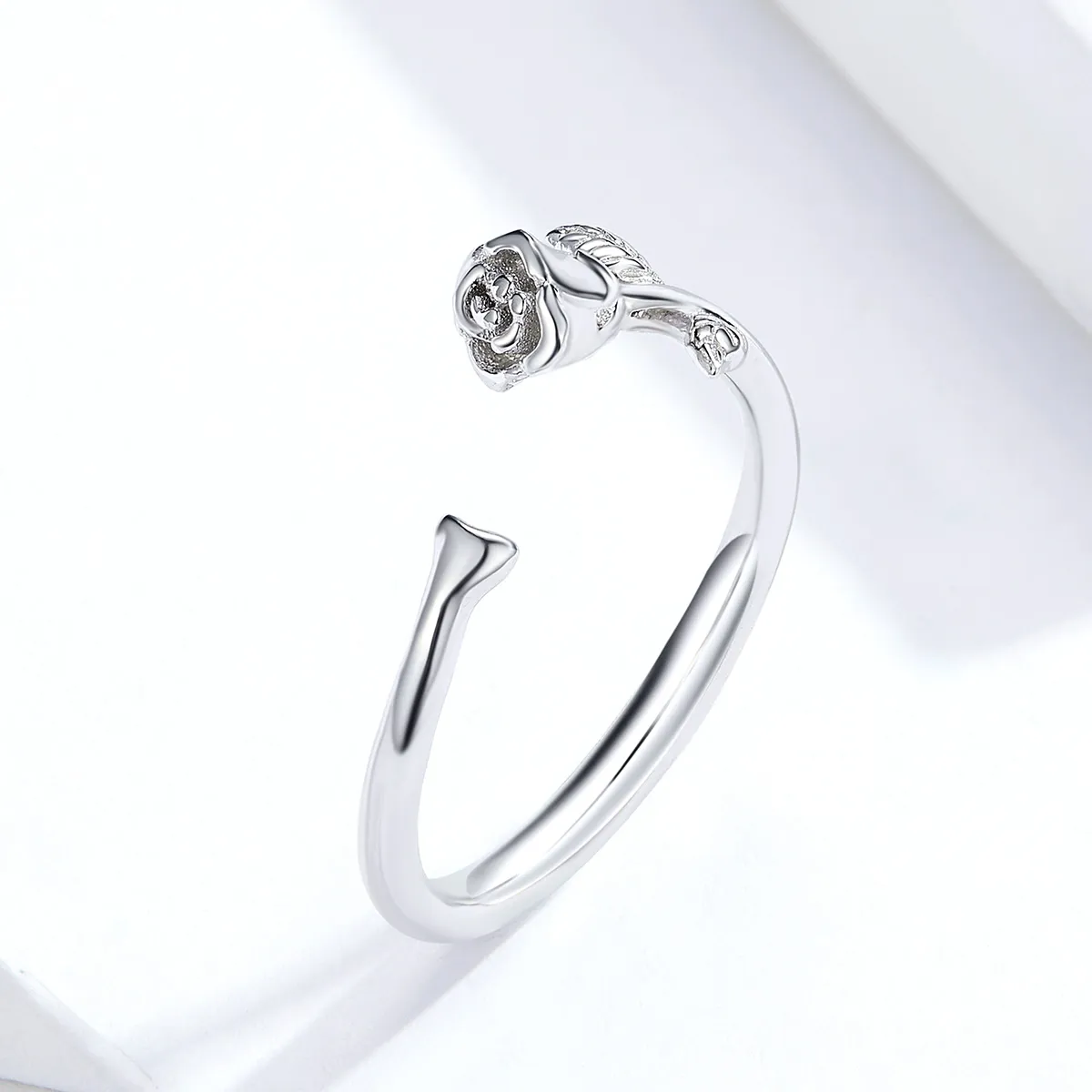 Pandora Style Silver Rose Flower Open Ring - BSR065