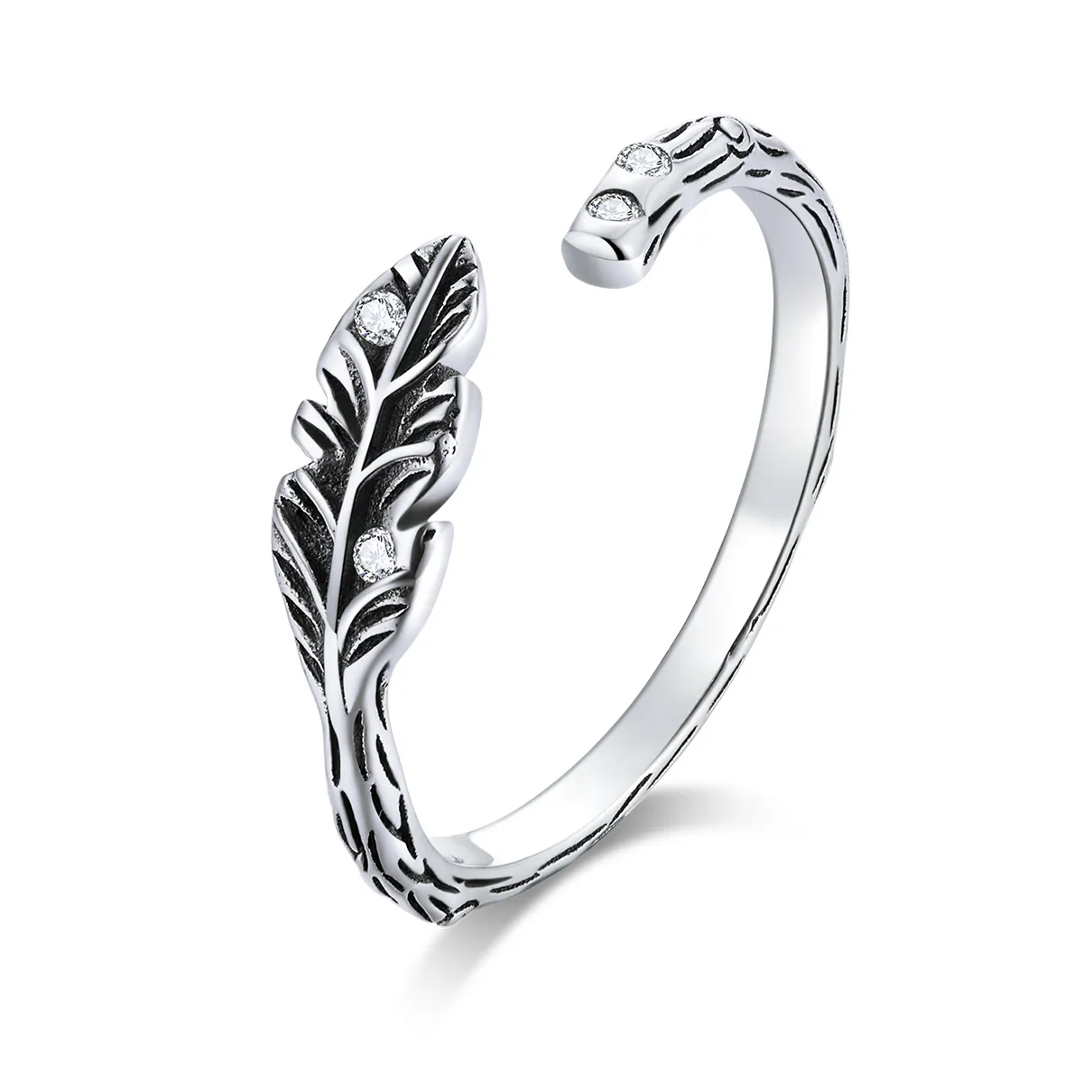 Pandora Style Silver Vintage Leaves Open Ring - SCR639