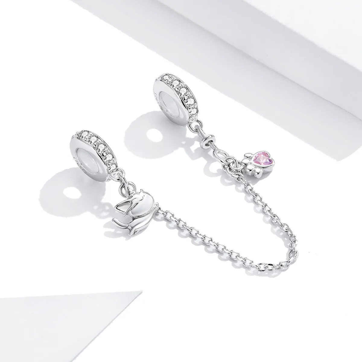 Pandora Style Silver Cat And Claw Safety Chain - BSC243