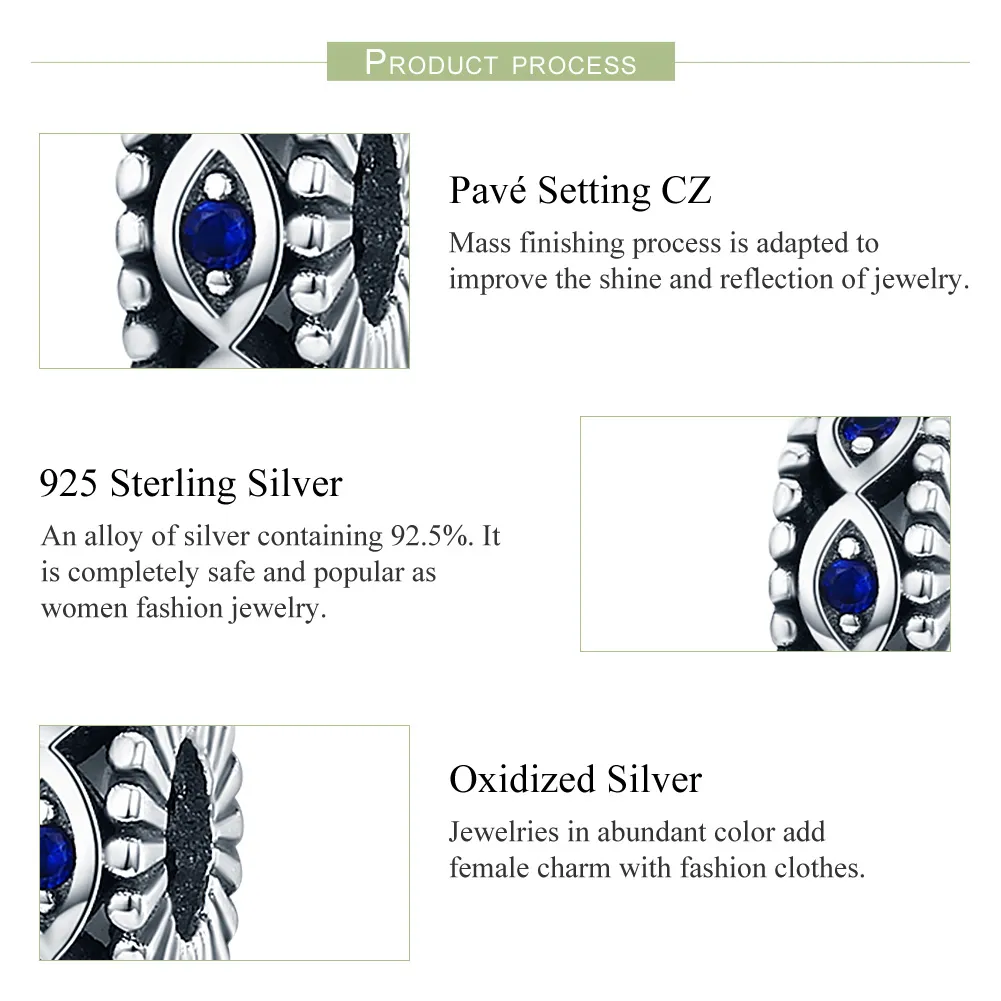 Pandora Style Silver Devil'S Eye Safety Chain - SCC617