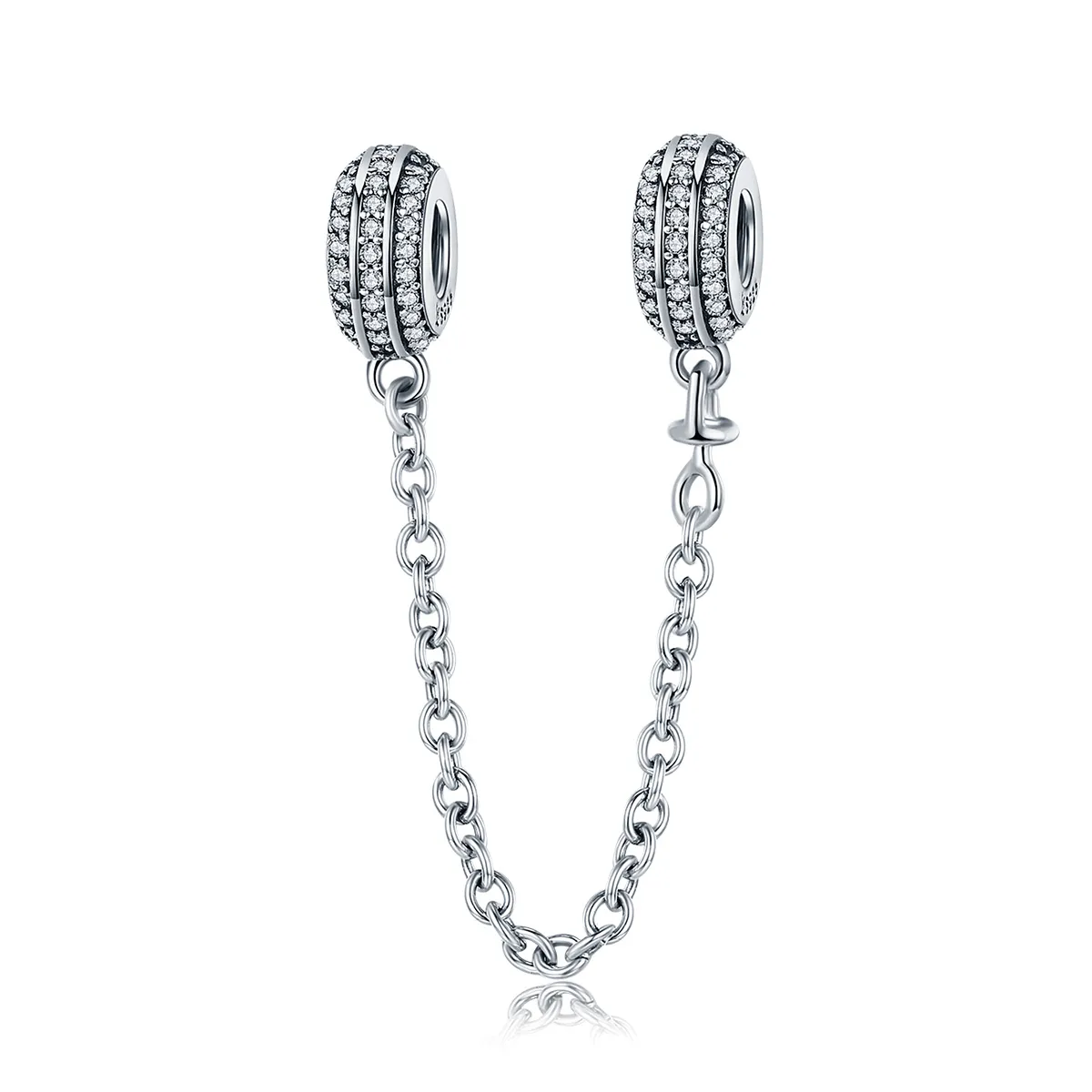 Pandora Style Silver Pave Safety Chain - SCC812