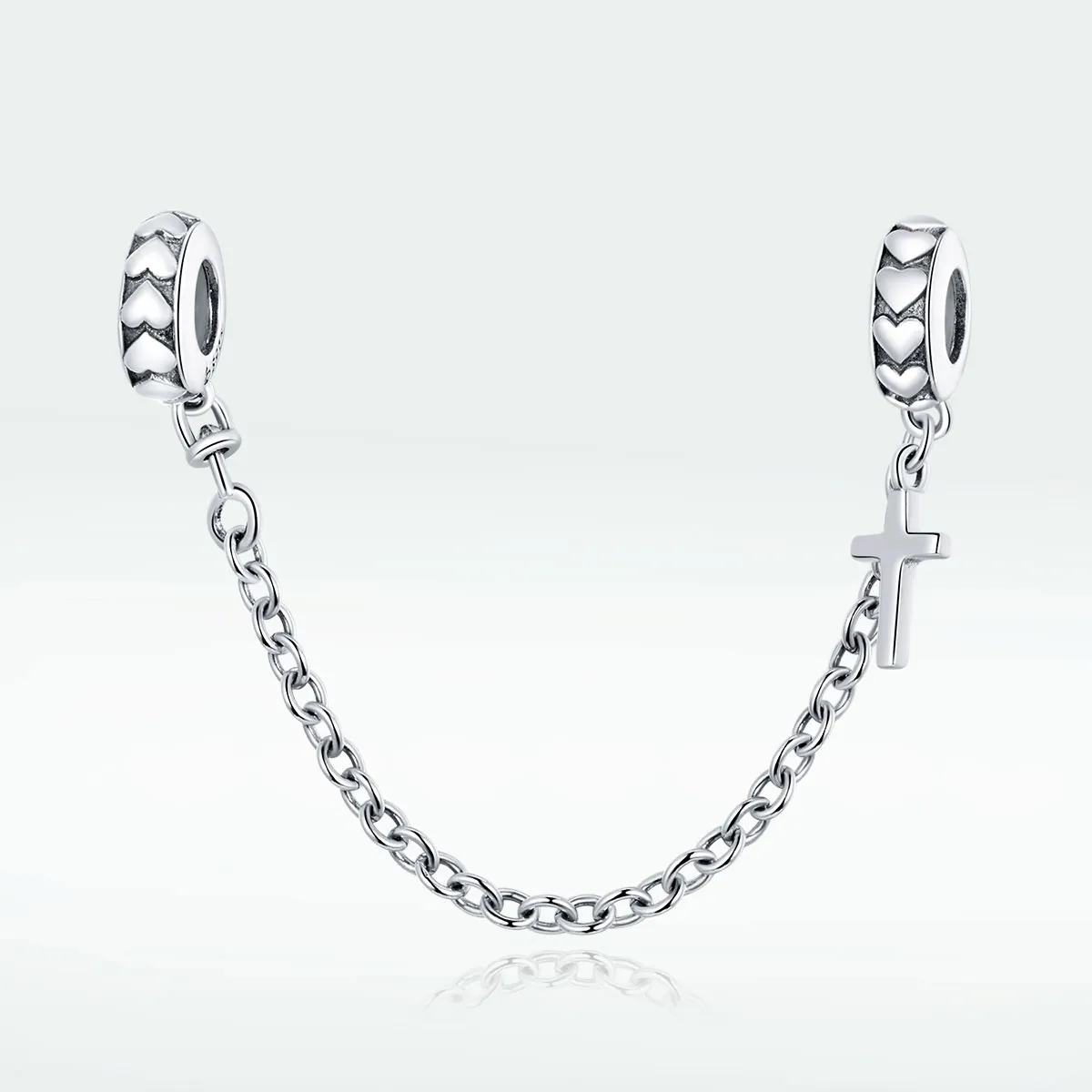 Pandora Style Silver Simple Cross Safety Chain - BSC362
