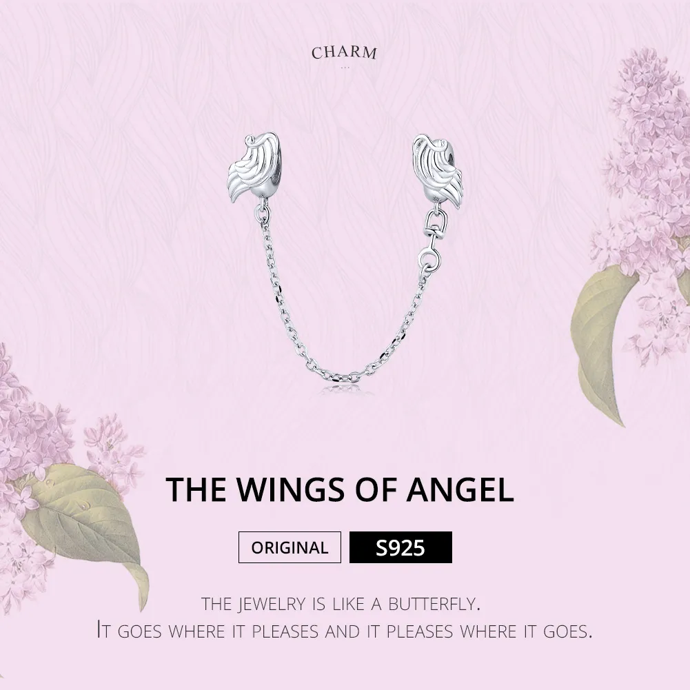 Pandora Style Silver Wings of Angel Safety Chain - BSC241