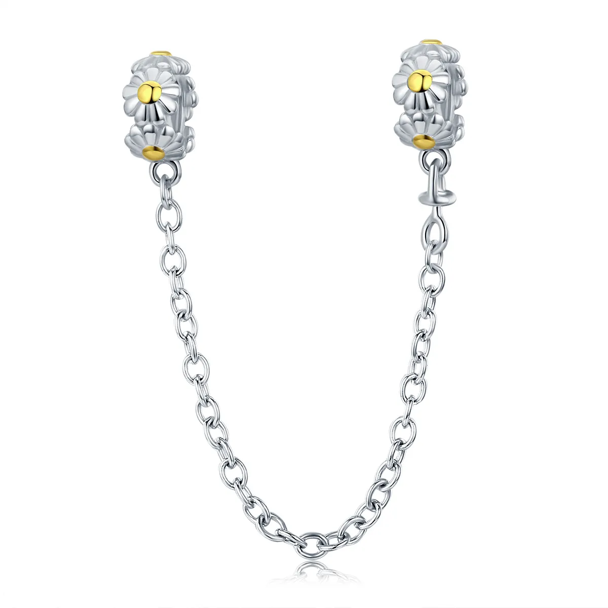 Pandora Style Two Tone Daisy Safety Chain - SCC618
