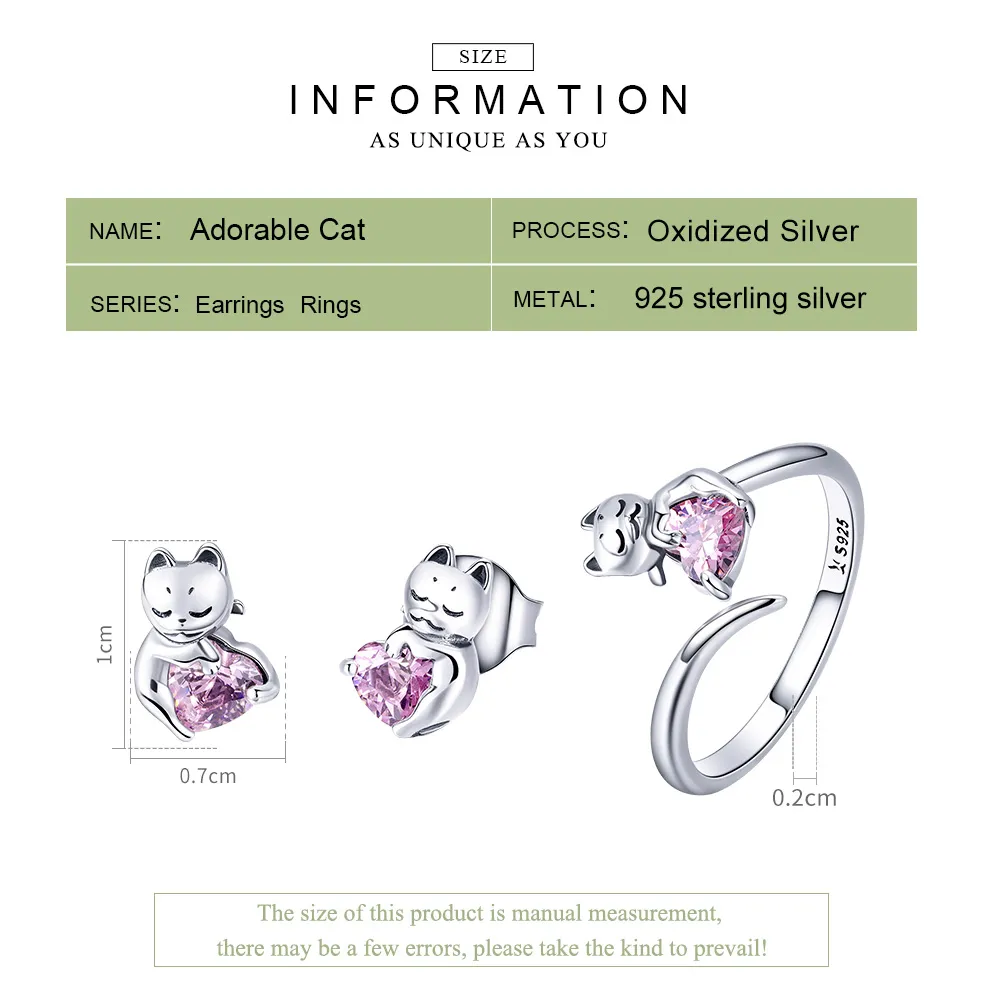 Pandora Style Adorable Cat Jewelry set - SET002