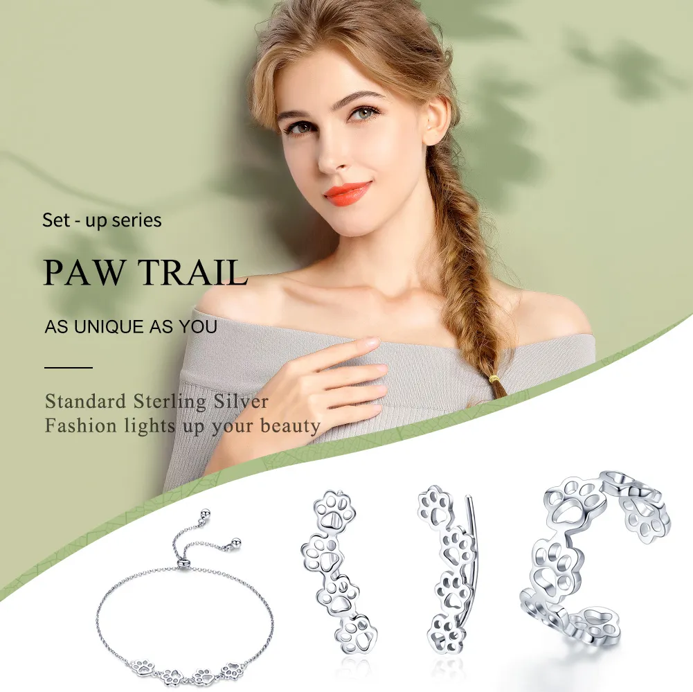 Pandora Style Paw Trail Jewelry set - SET011