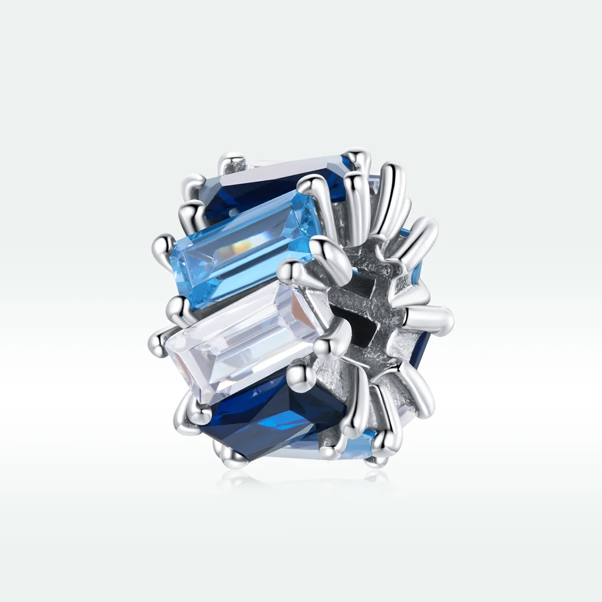 Pandora Style Silver Blue Square Spacer Charm - SCC1806