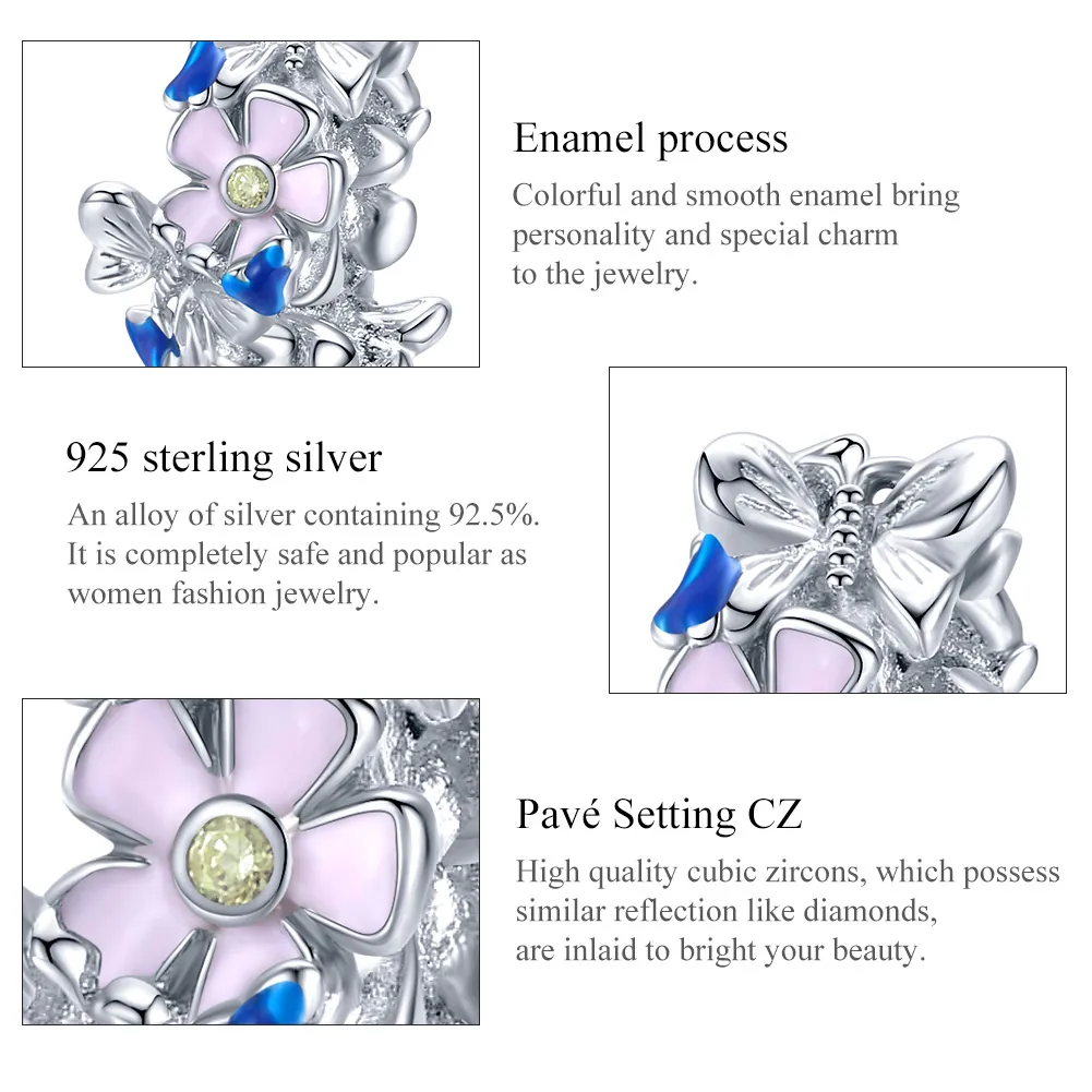 Pandora Style Silver Colorful Garden Spacer Charm - BSC288