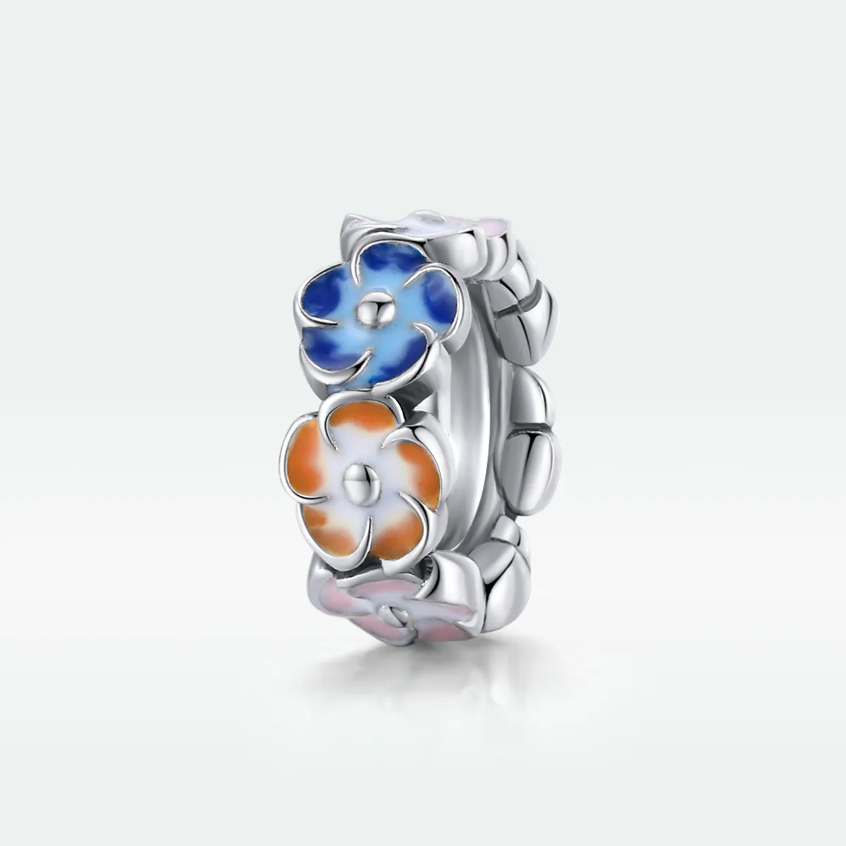 Pandora Style Silver Colorful Hydrangea Spacer Charm - SCC1703