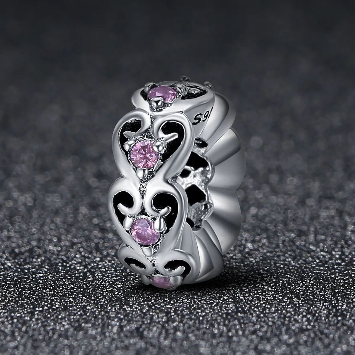 Pandora Style Silver Heart Shape Spacer Charm - SCC339
