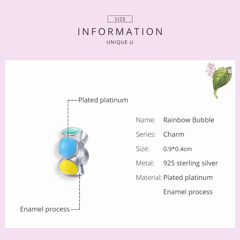 Pandora Style Silver Rainbow Bubble Spacer Charm - SCC1555