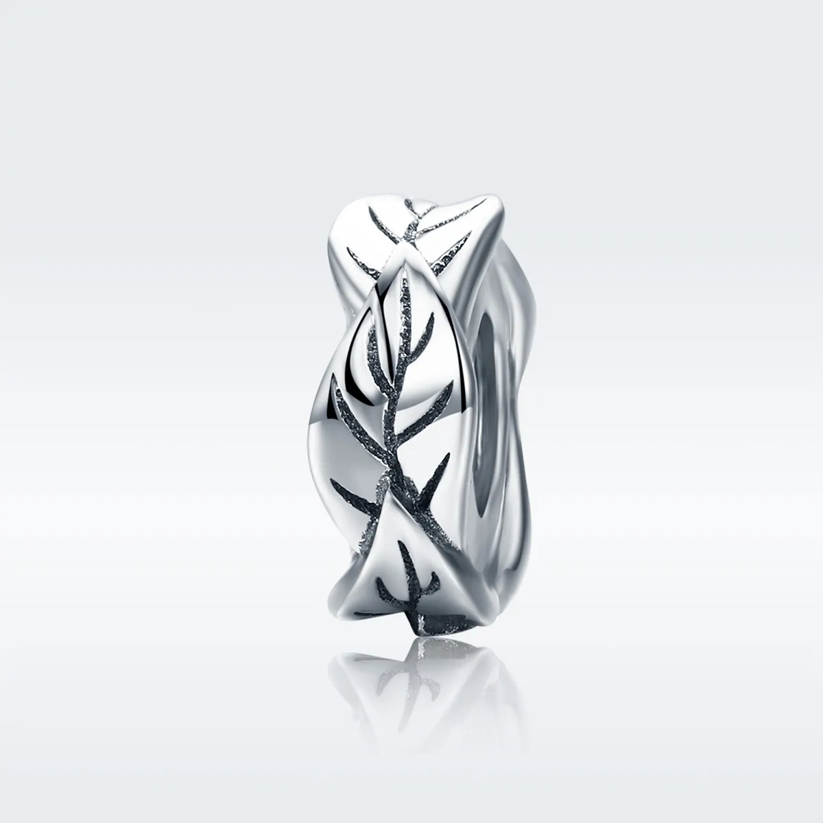 Pandora Style Silver White Leaves Spacer Charm - SCC597