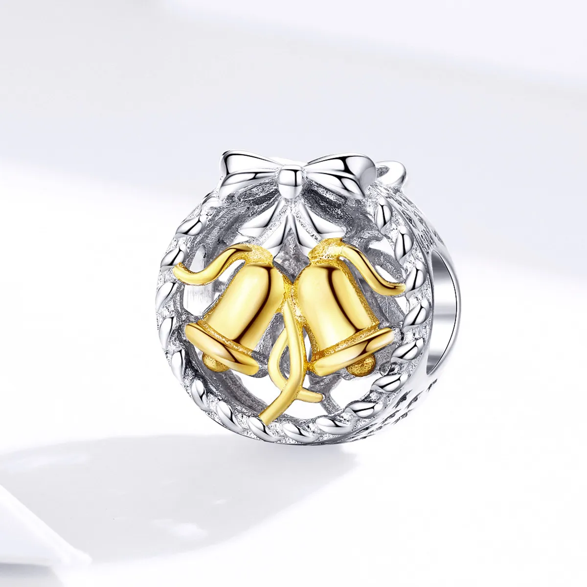 Pandora Style Silver Christmas bell Charm - SCC1358