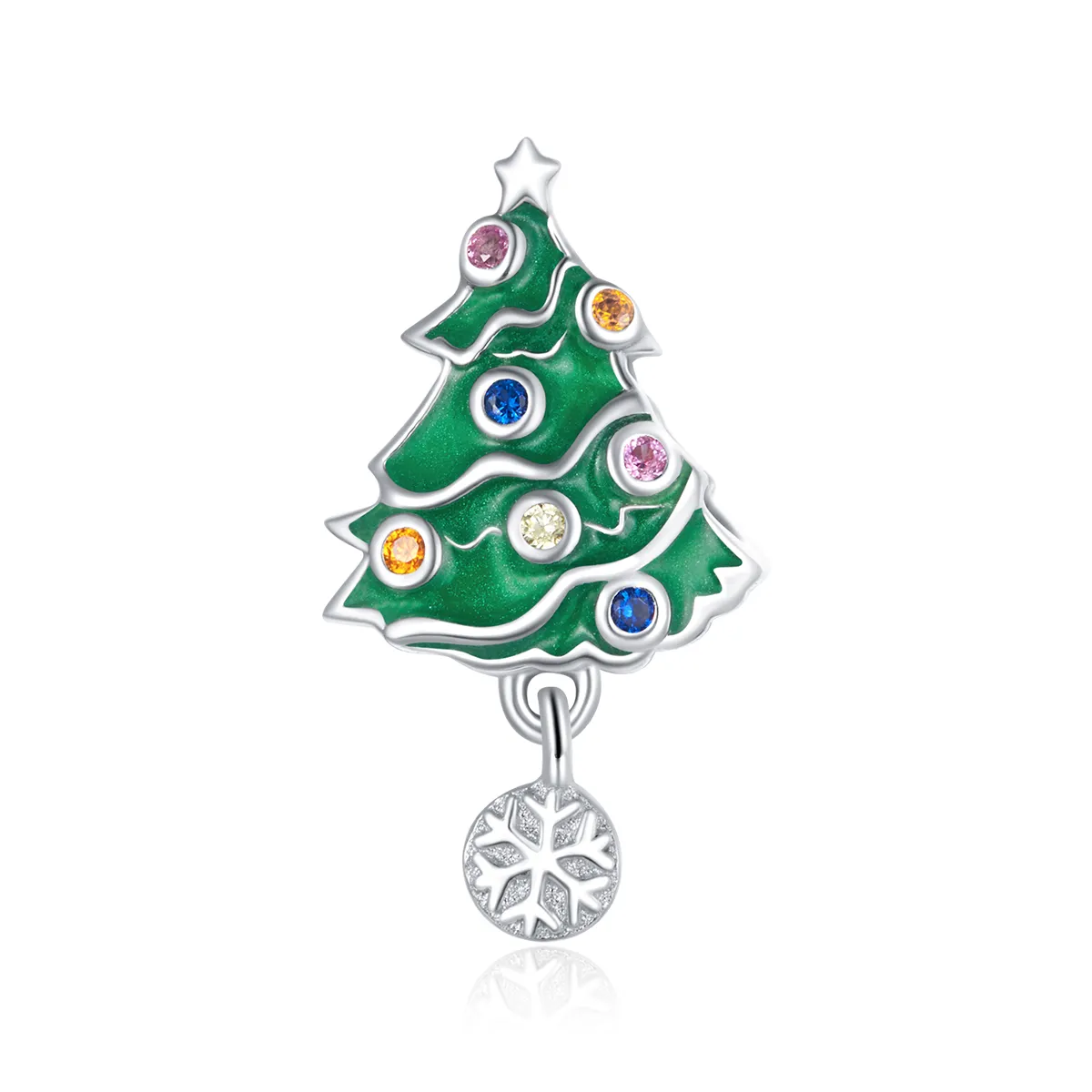 Pandora Style Silver Colorful Christmas tree Charm - BSC374