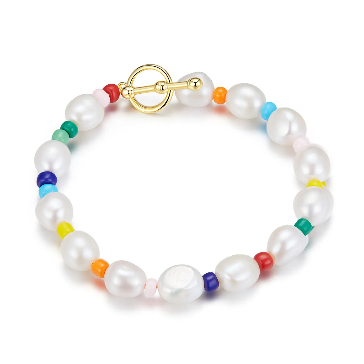 Pandora Style Rainbow Pearl Bracelet - BSB074