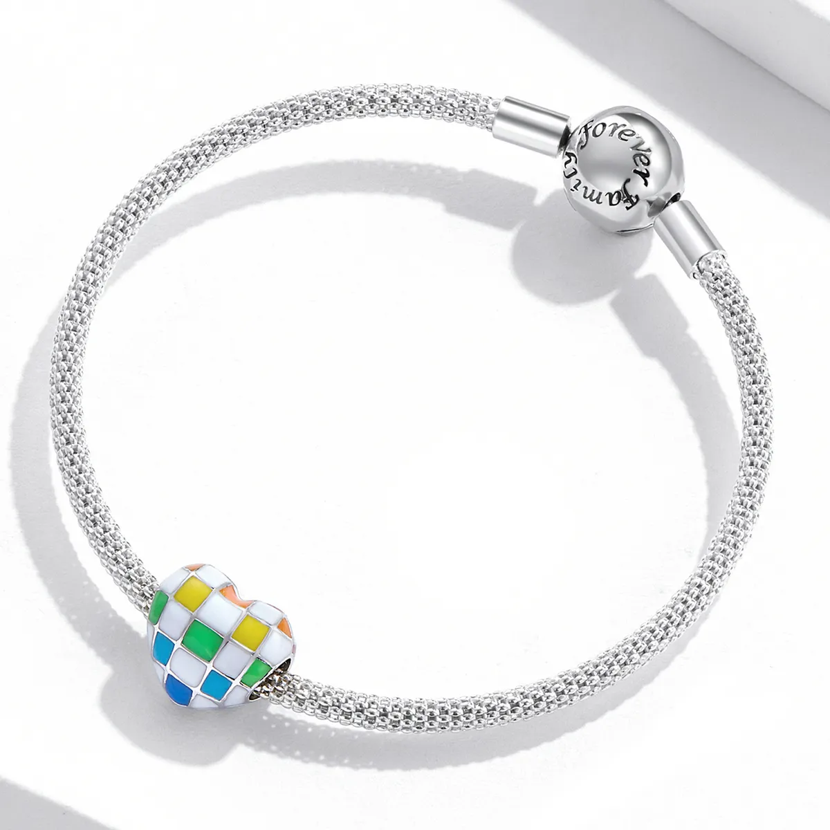 Pandora Style Love Rainbow Checkerboard Charm - SCC2131