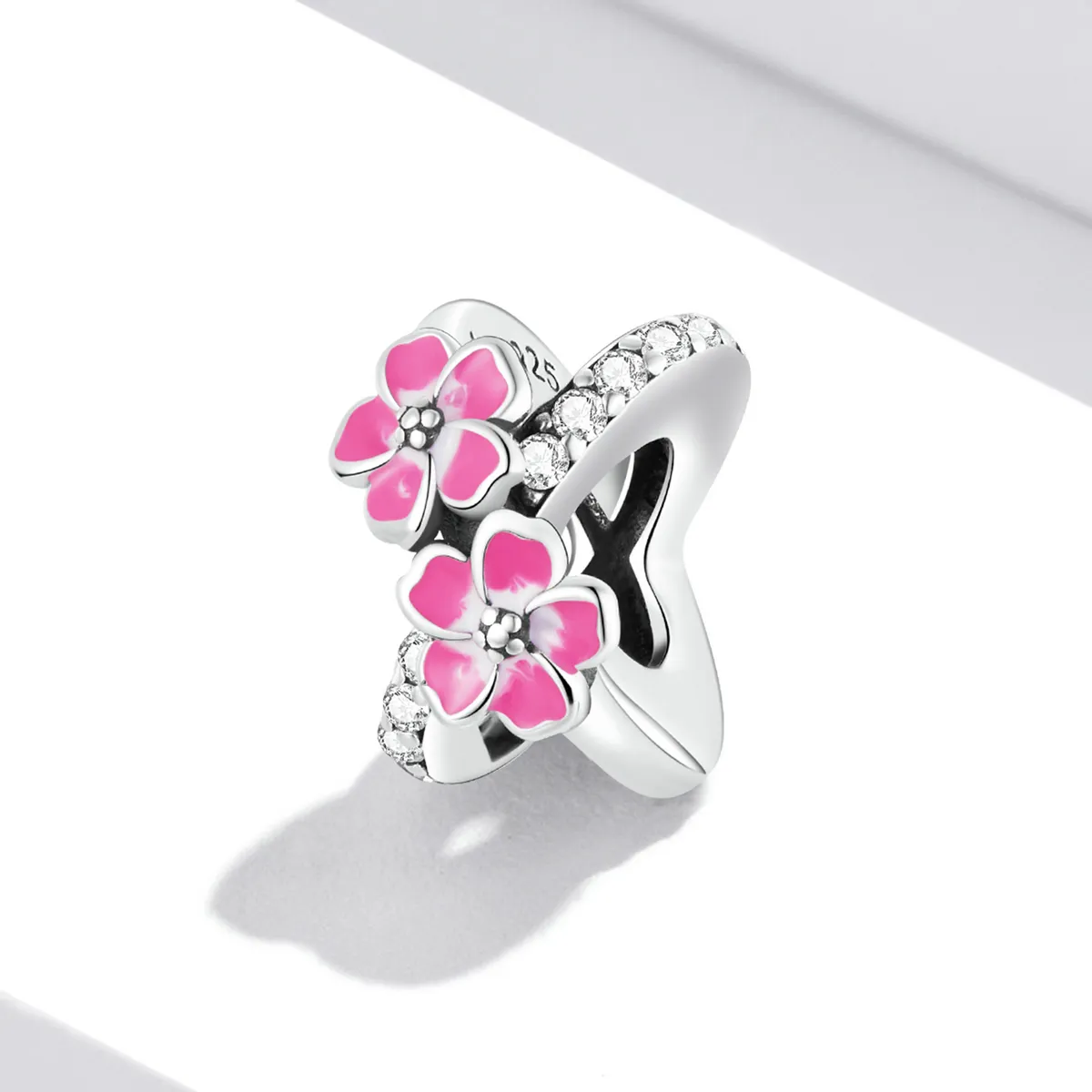 Pandora Style Pink Flowers Spacer Charm - SCC2139