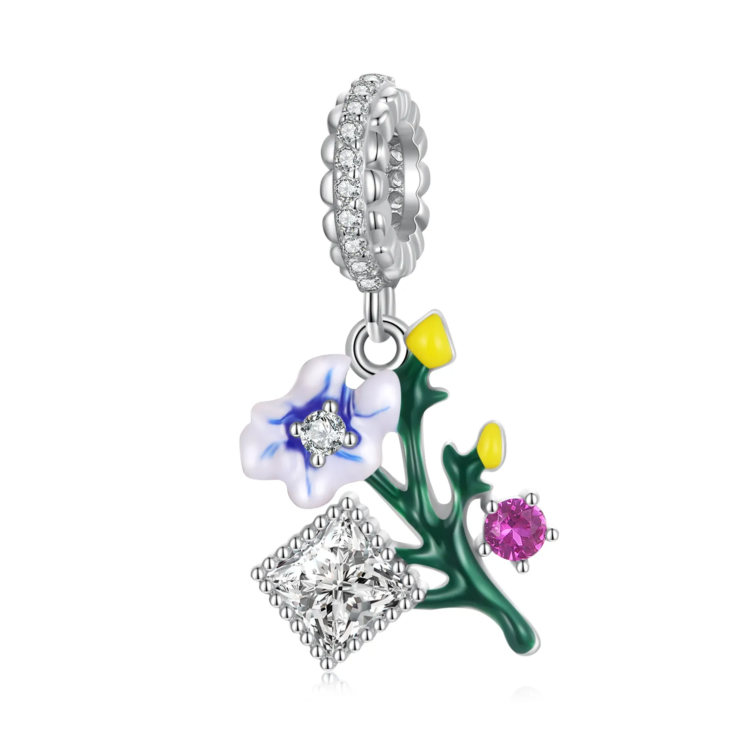 pandora style flowers dangle bsc645