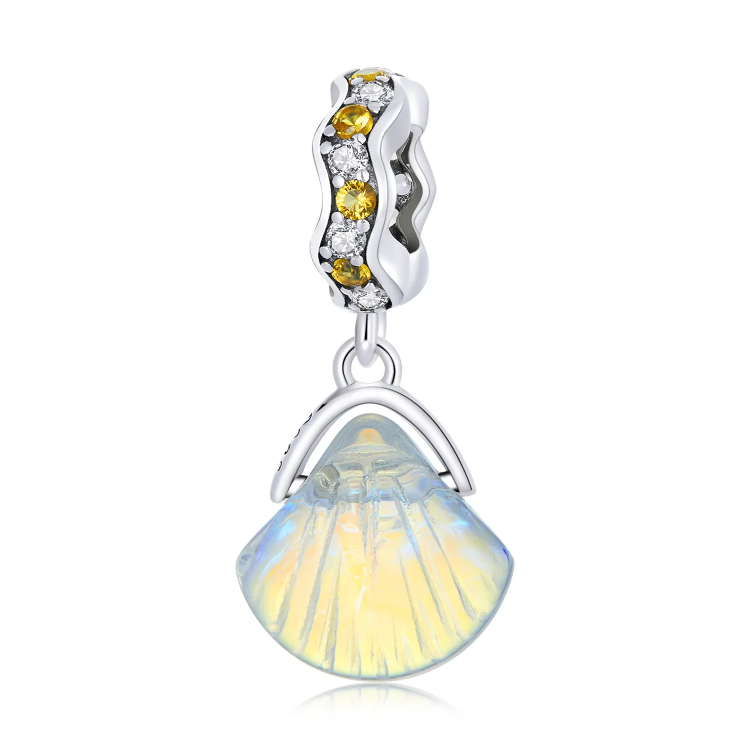 Pandora Style Glass Shell Dangle - SCC2211