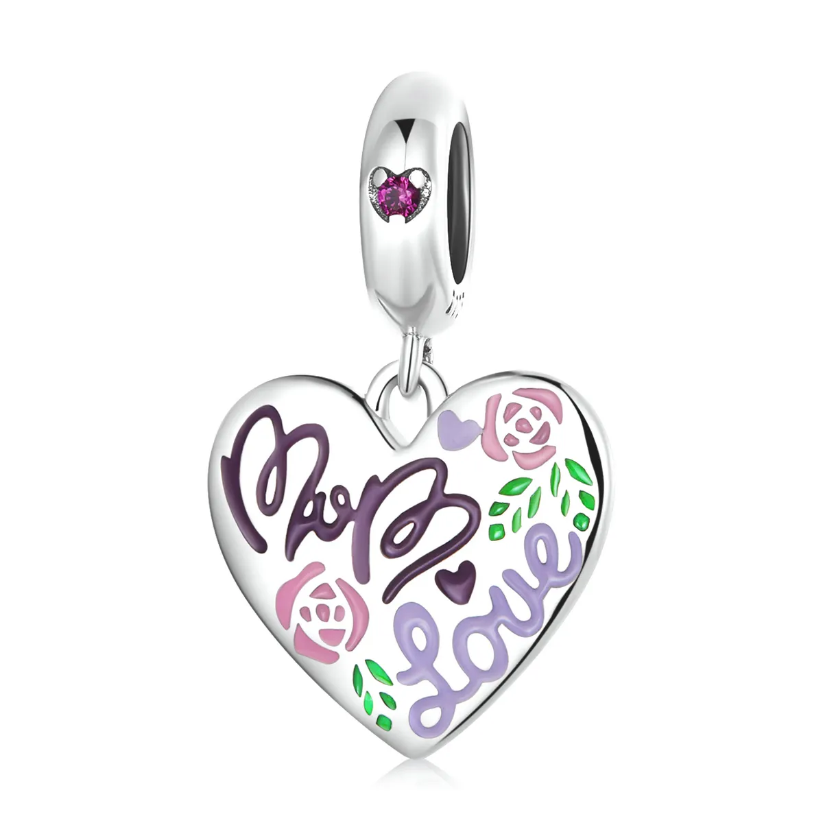 pandora style mother's day colorful graffiti hearts dangle bsc594