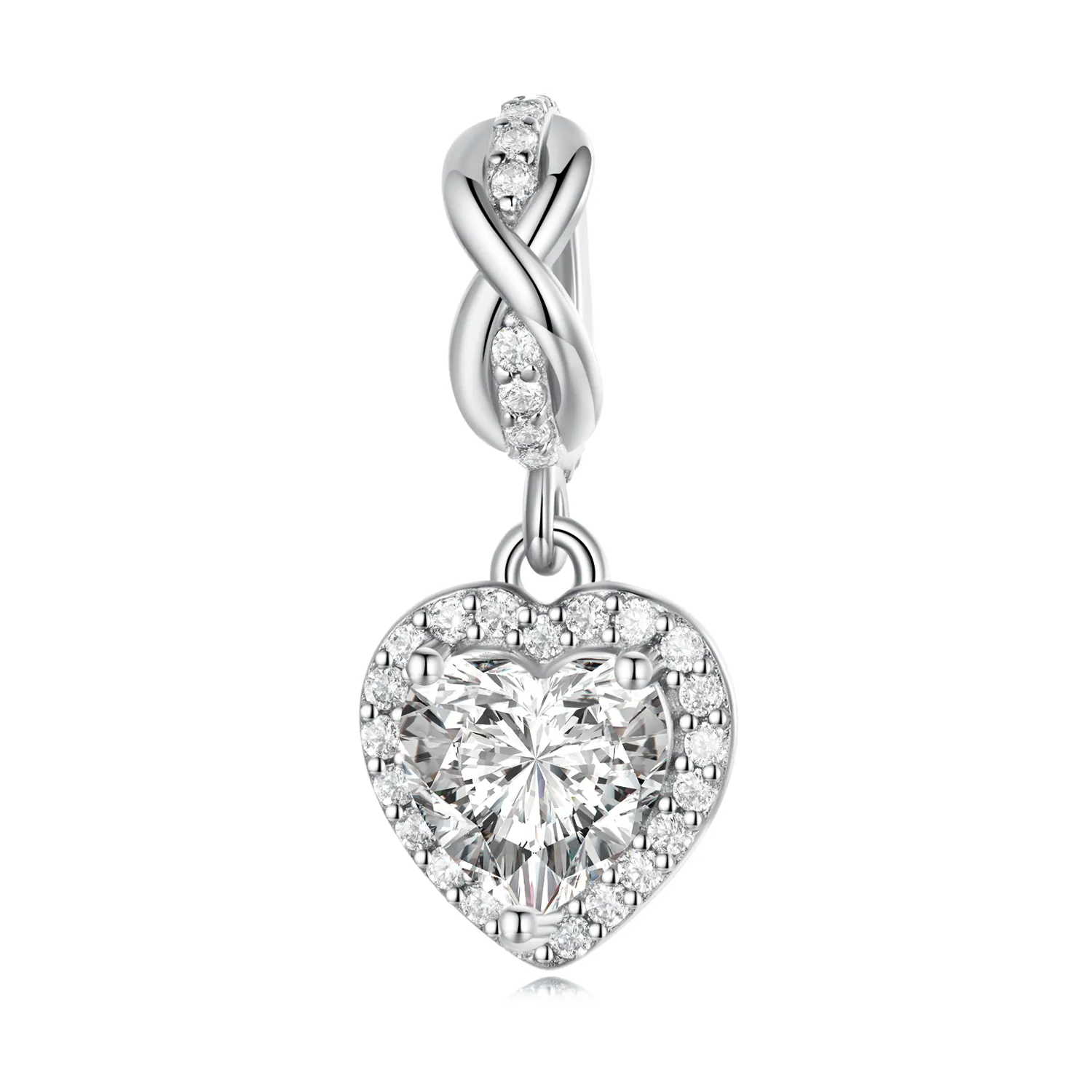 Pandora Style Shining Heart Dangle - BSC663