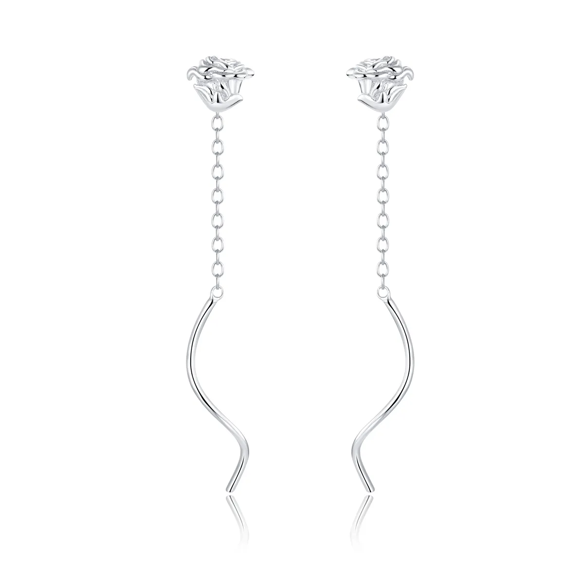 Pandora Style Elegant Rose Hanging Earrings - BSE441