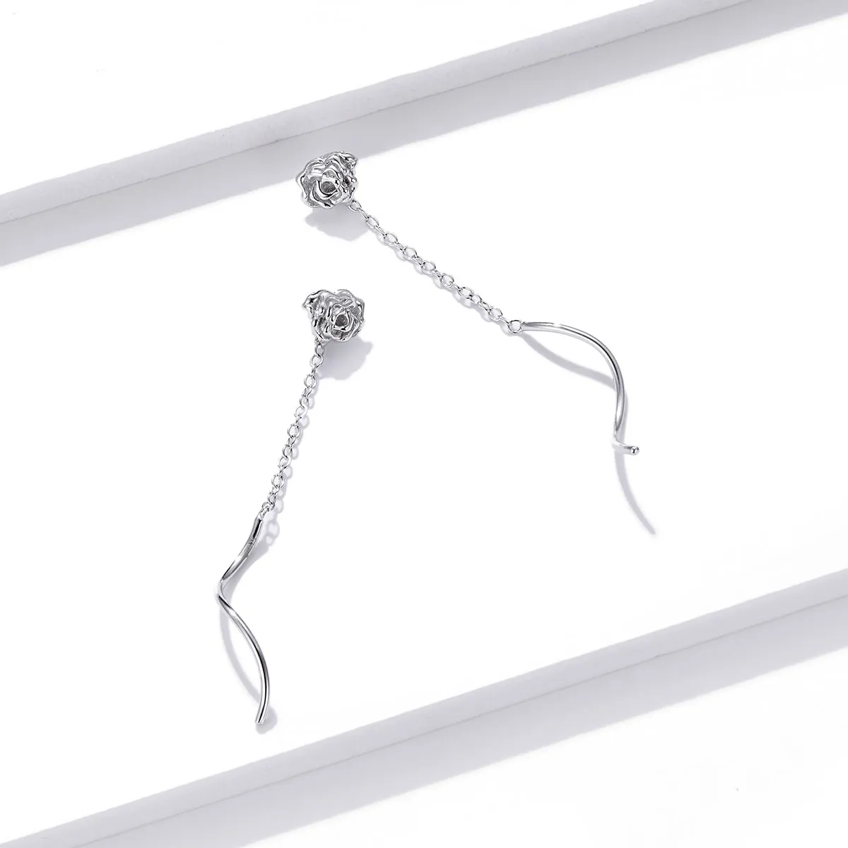 Pandora Style Elegant Rose Hanging Earrings - BSE441