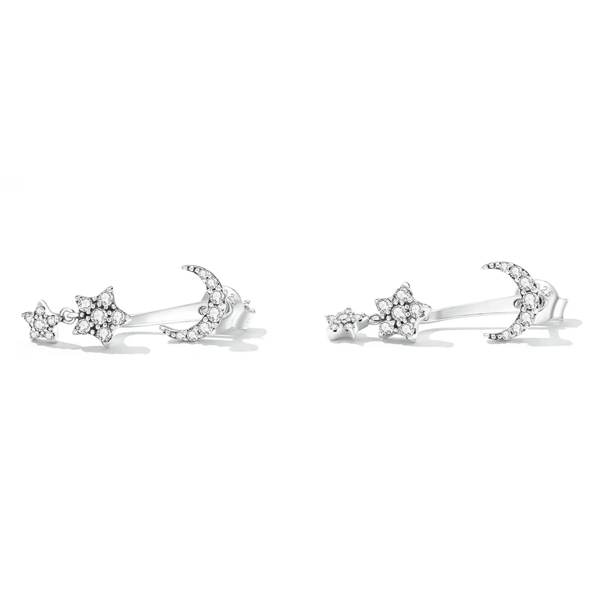 Pandora Style Exquisite Star and Moon Hanging Earrings - SCE1395