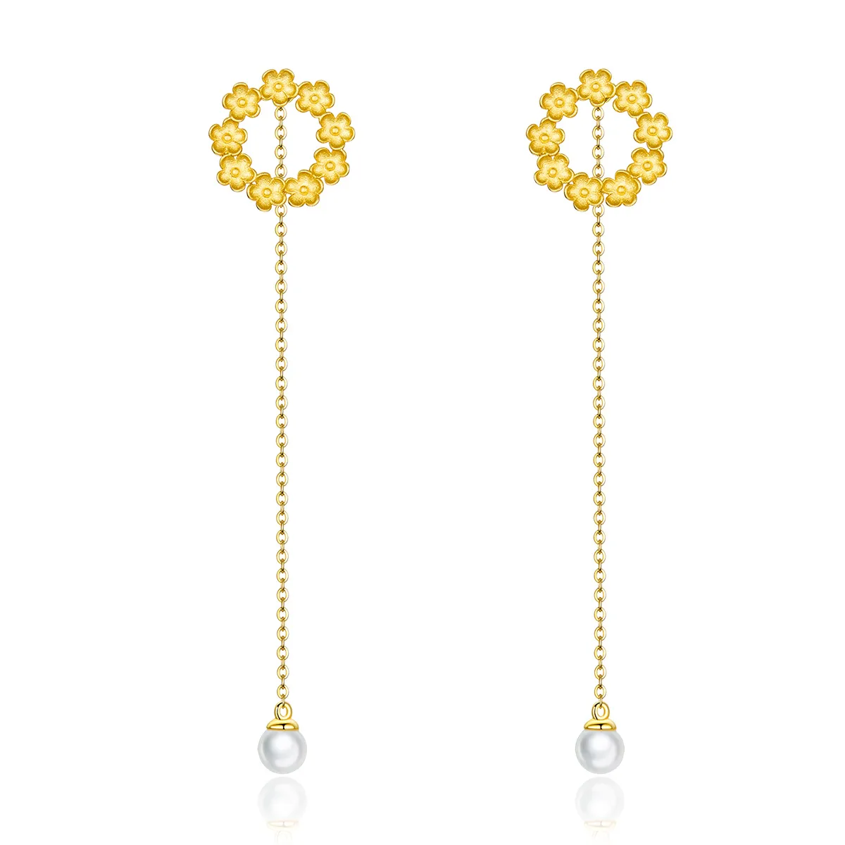 Pandora Style Little Flower Hanging Earrings - BSE290