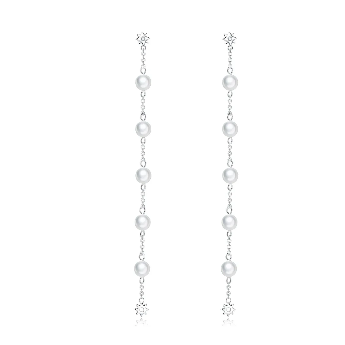 pandora style pearl tassel hanging earrings bse185