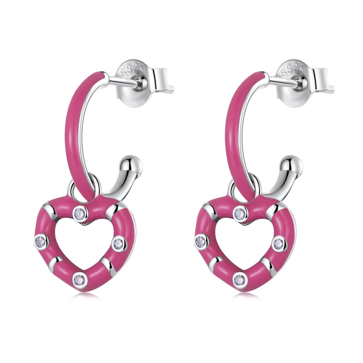 Pandora Style Simple Love Hanging Earrings - BSE596