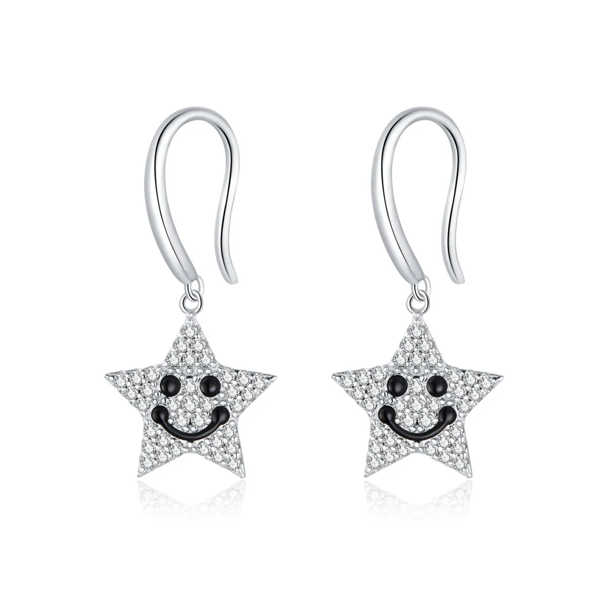 Pandora Style Smile Star Hanging Earrings - SCE946