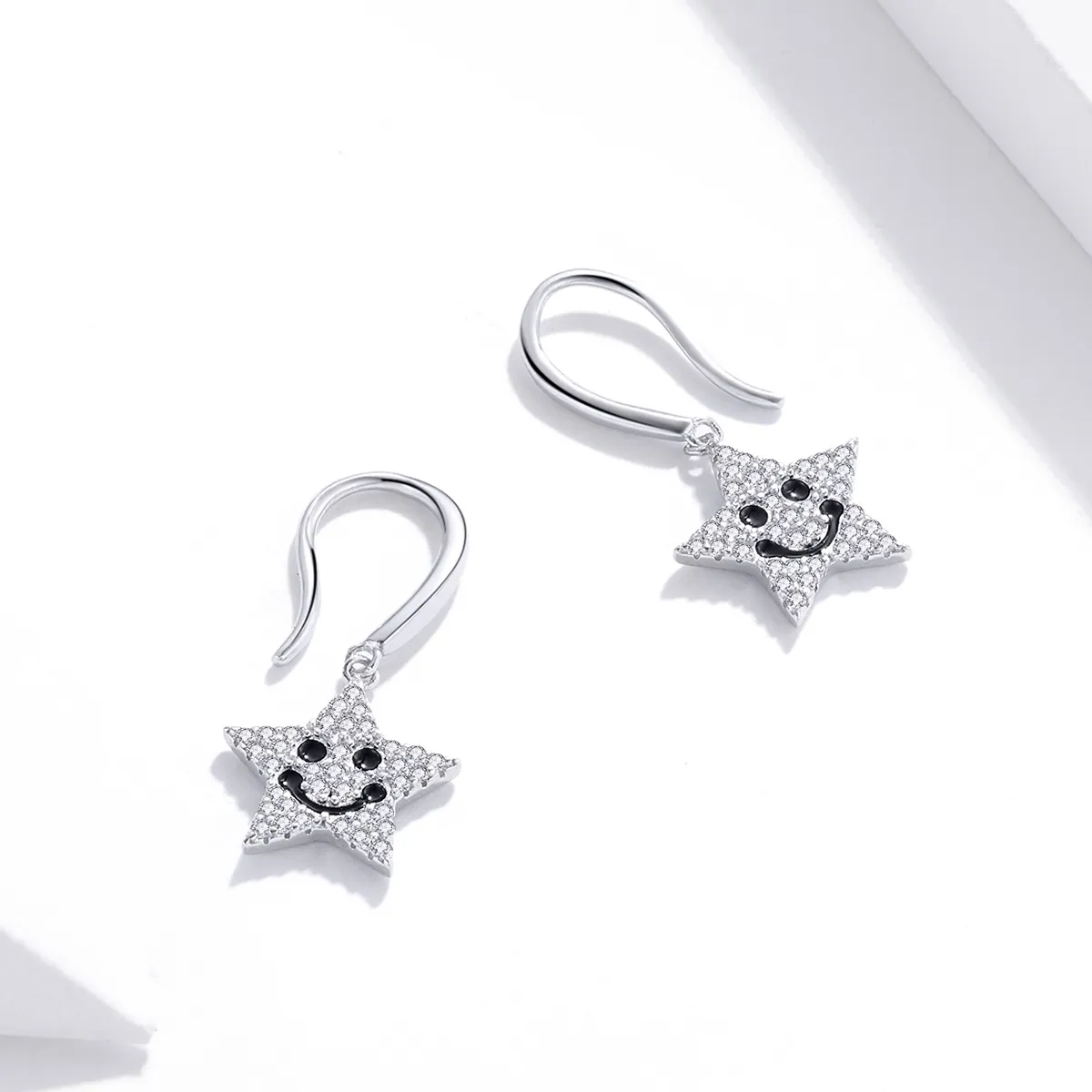Pandora Style Smile Star Hanging Earrings - SCE946