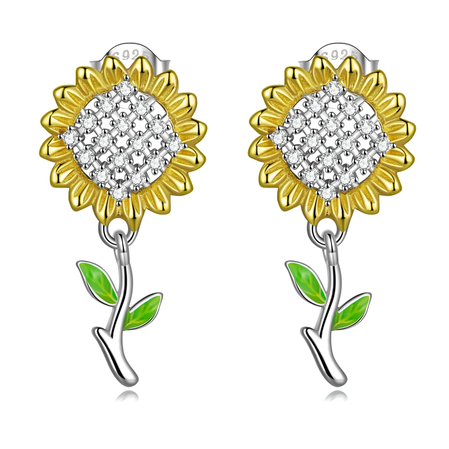 pandora style sunflower hanging earrings sce1471