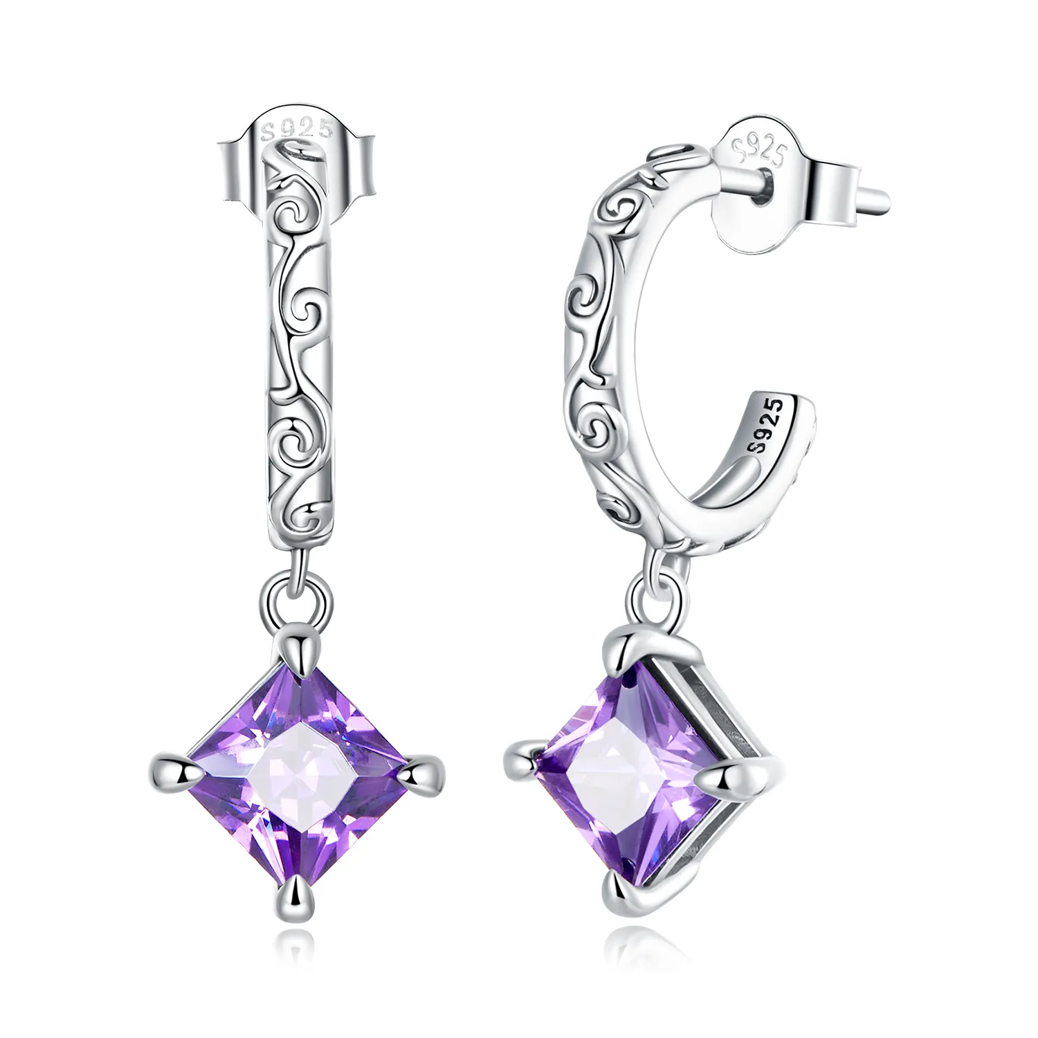 pandora style zirconium pattern hanging earrings sce1416