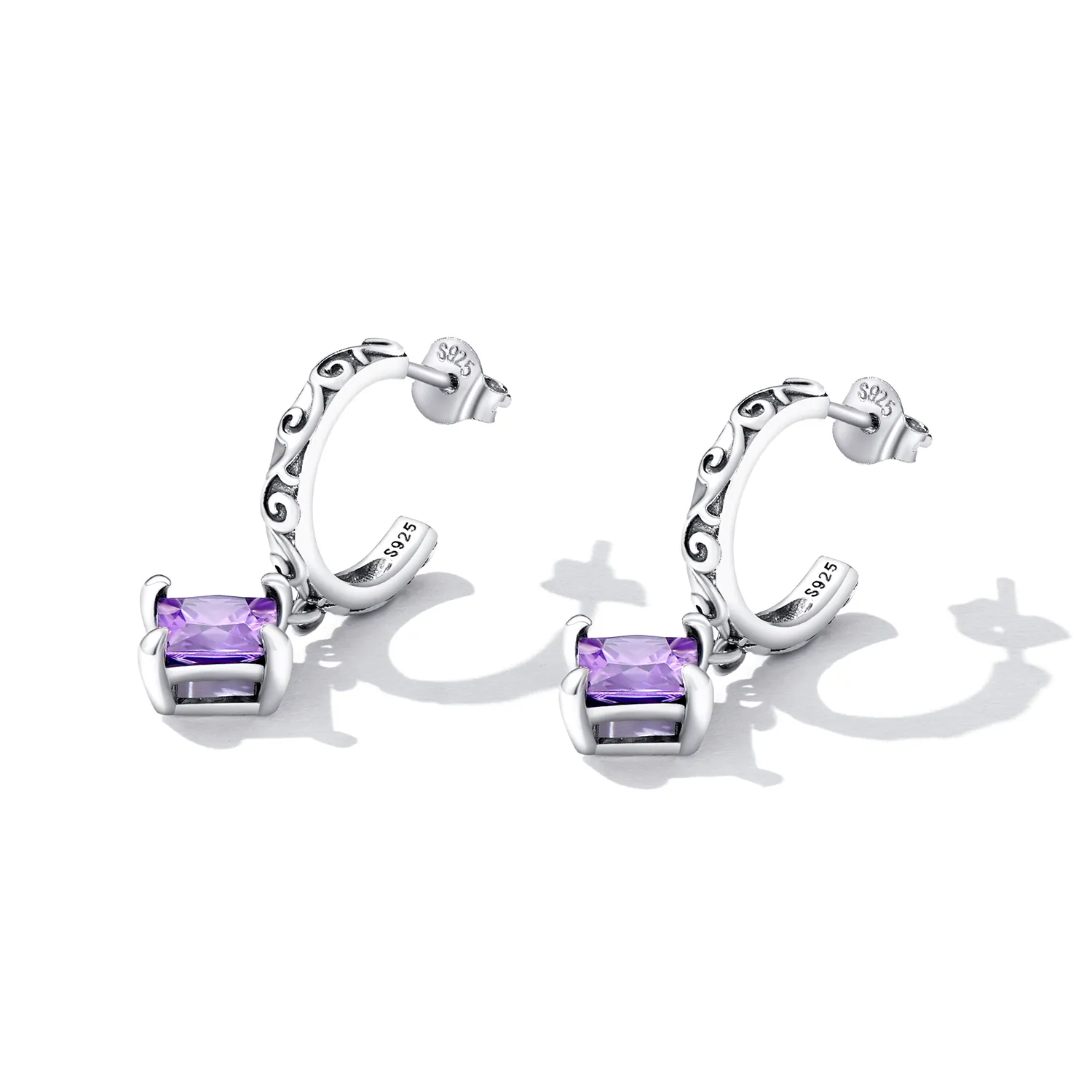 Pandora Style Zirconium Pattern Hanging Earrings - SCE1416