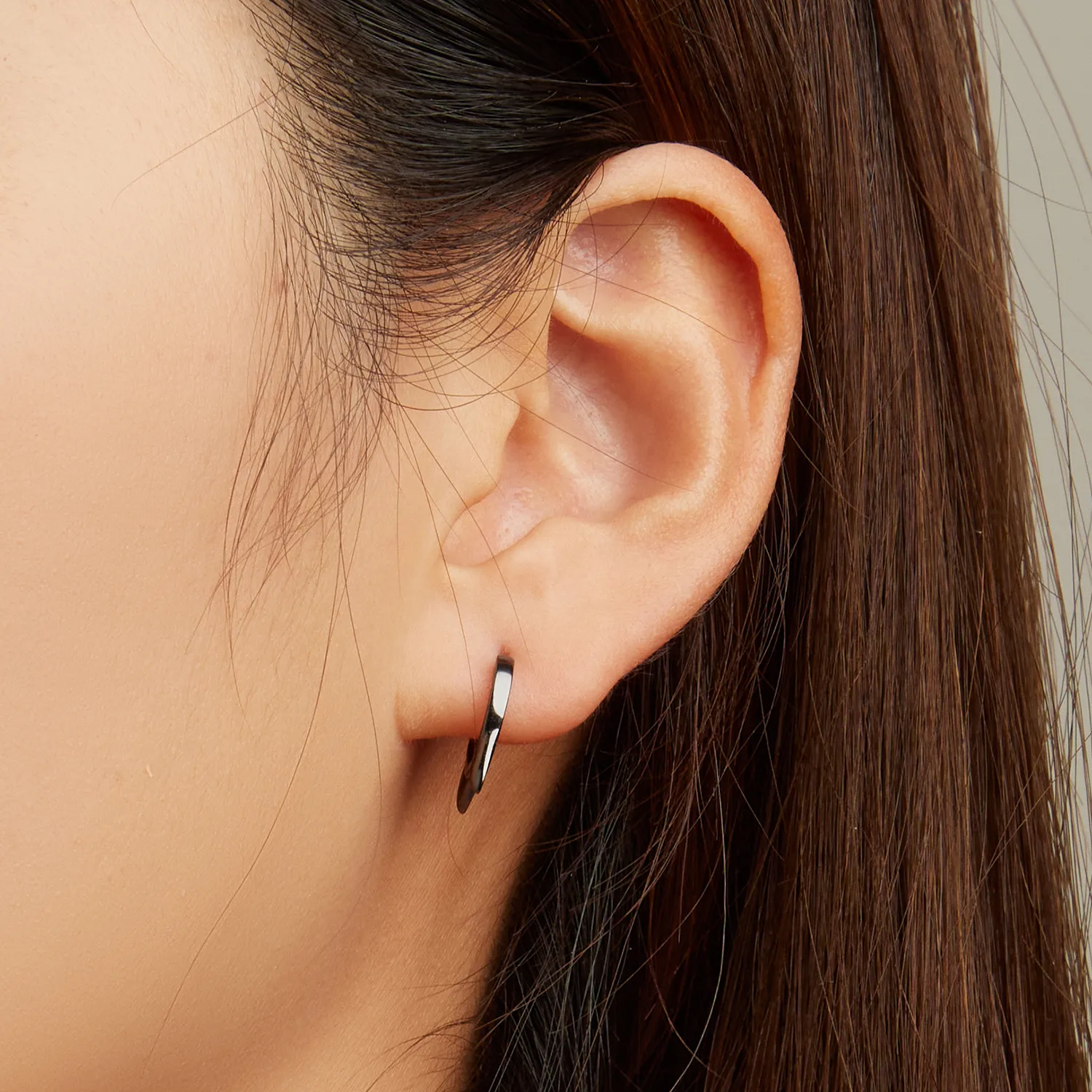 Pandora Style Black Cat Ears Hoop Earrings - SCE1515