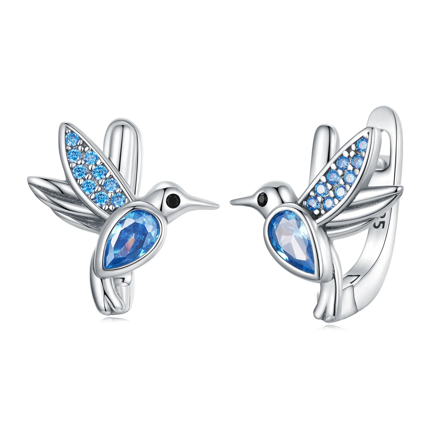 Pandora Style Hummingbird Hoop Earrings - SCE1503