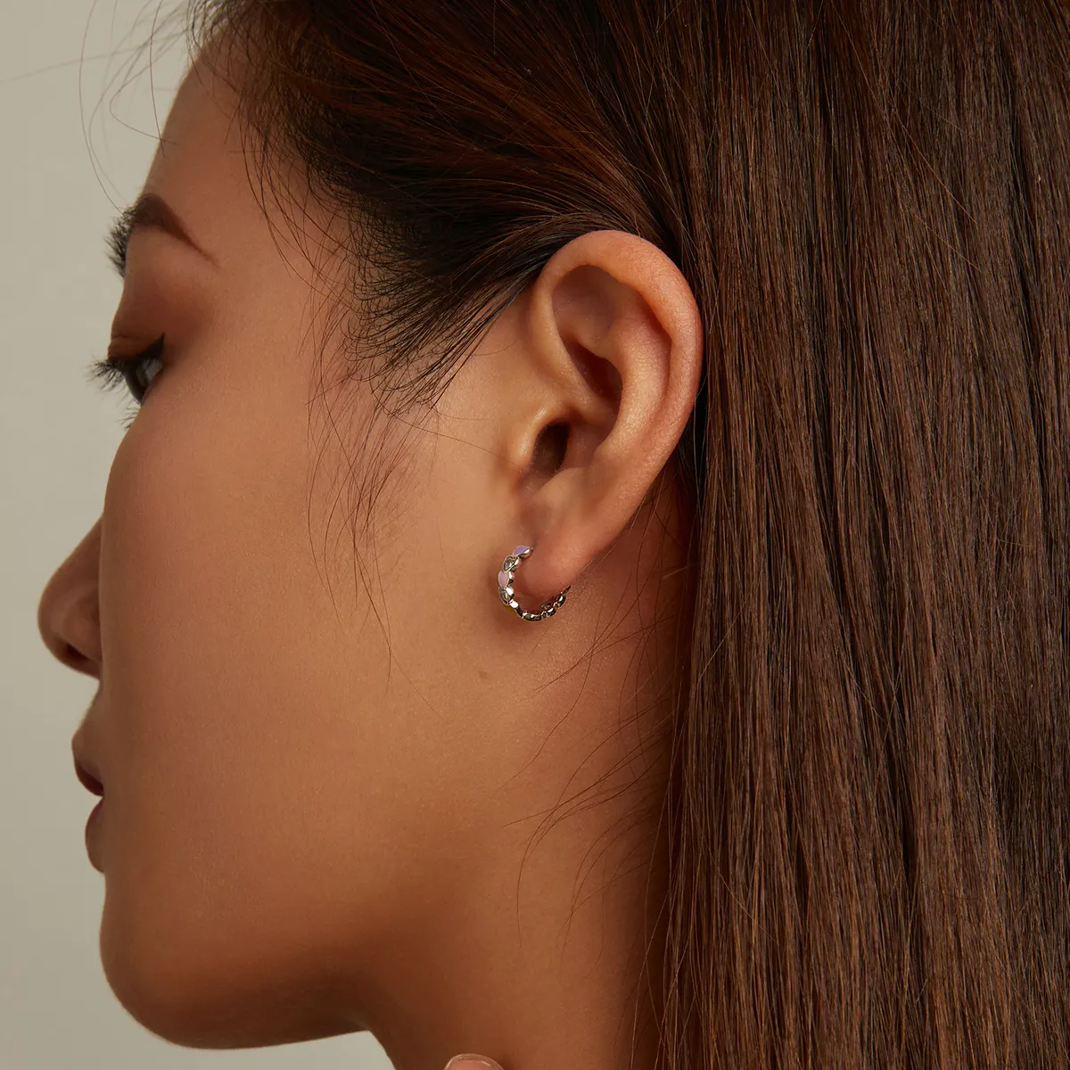 Pandora Style Rainbow Heart Hoop Earrings - SCE1342