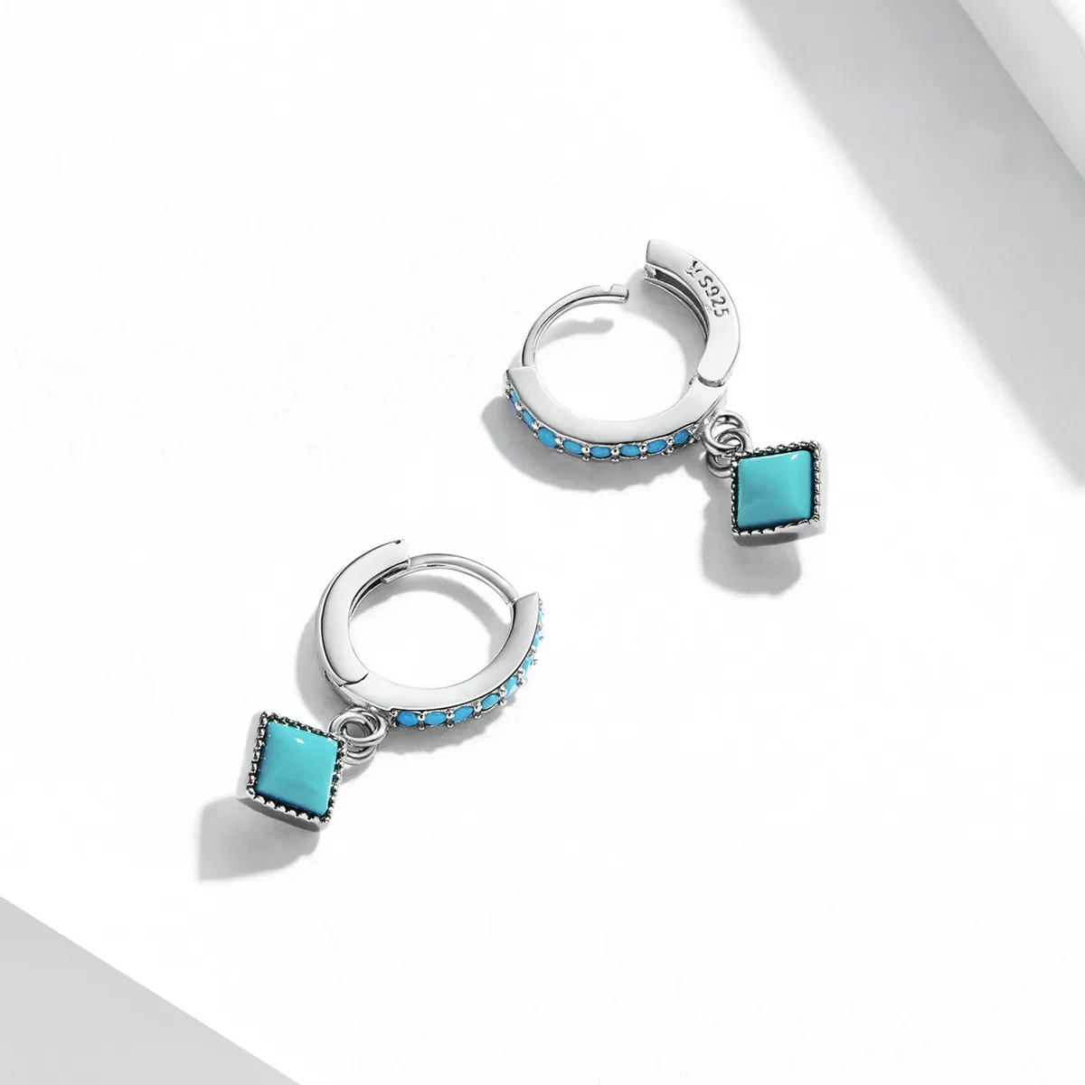 Pandora Style Turquoise Hoop Earrings - SCE1307