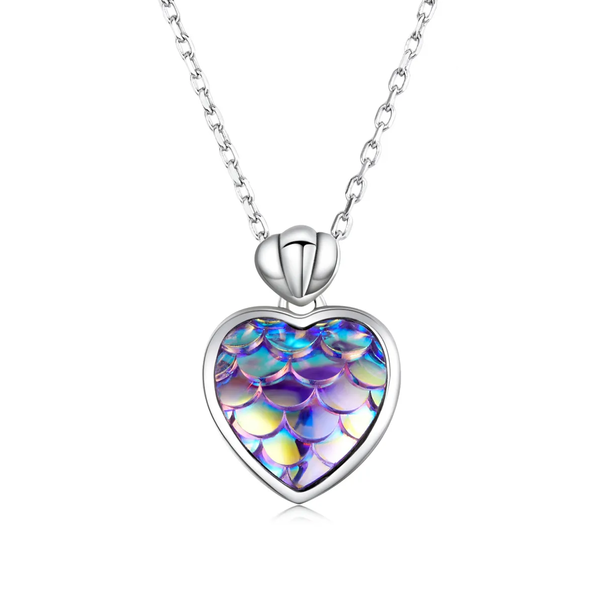 Pandora Style Fish Scale Heart Necklace - SCN468