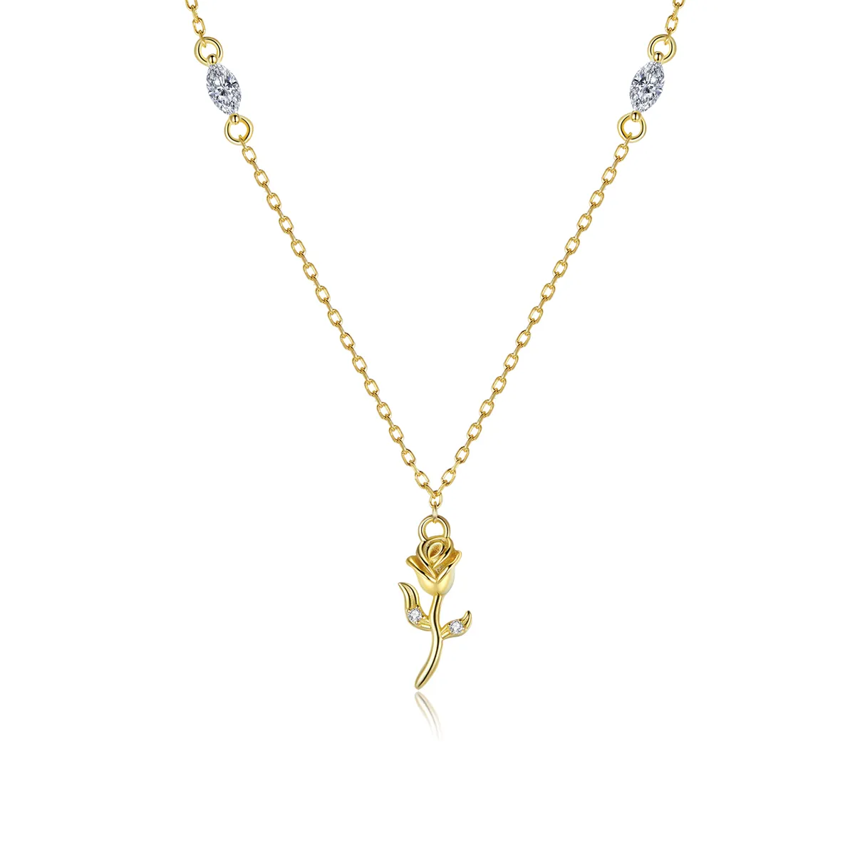 Pandora Style Golden Rose Necklace - SCN464