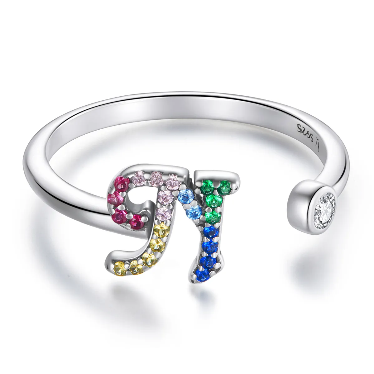 pandora style colorful letter n open ring scr723 n