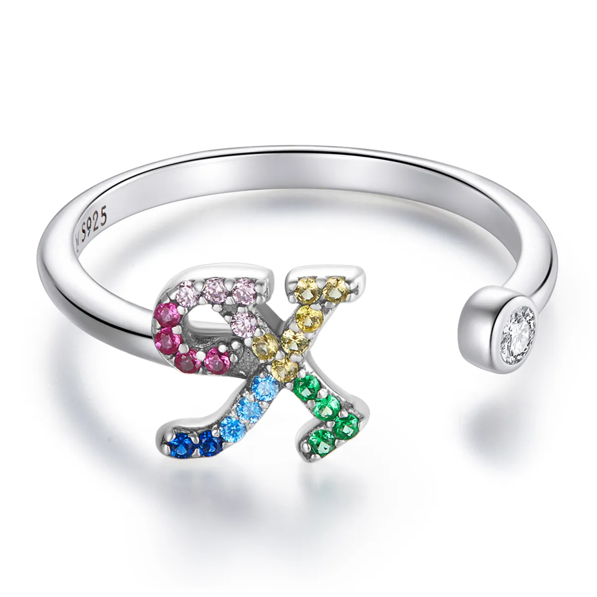 pandora style colorful letter x open ring scr723 x
