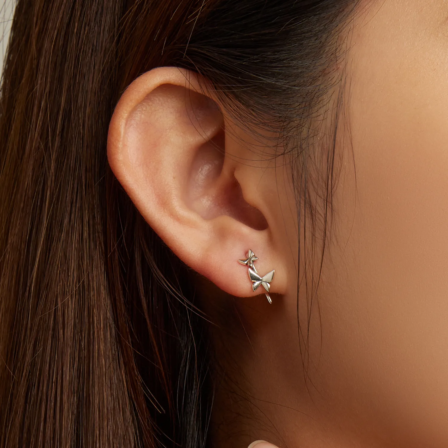 Pandora Style Butterfly Stud Earrings - SCE1501