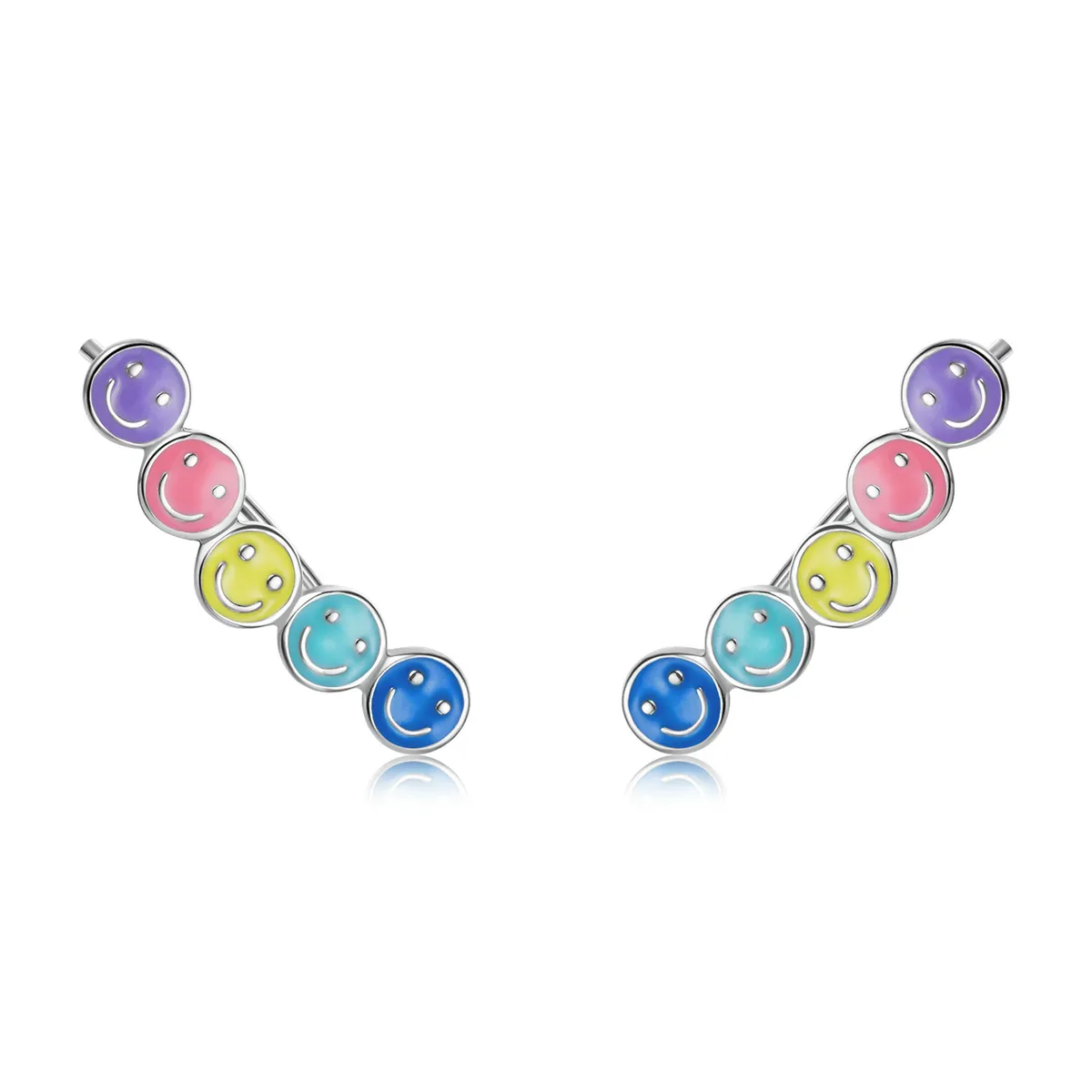 pandora style colorful smiley face stud earrings bse553