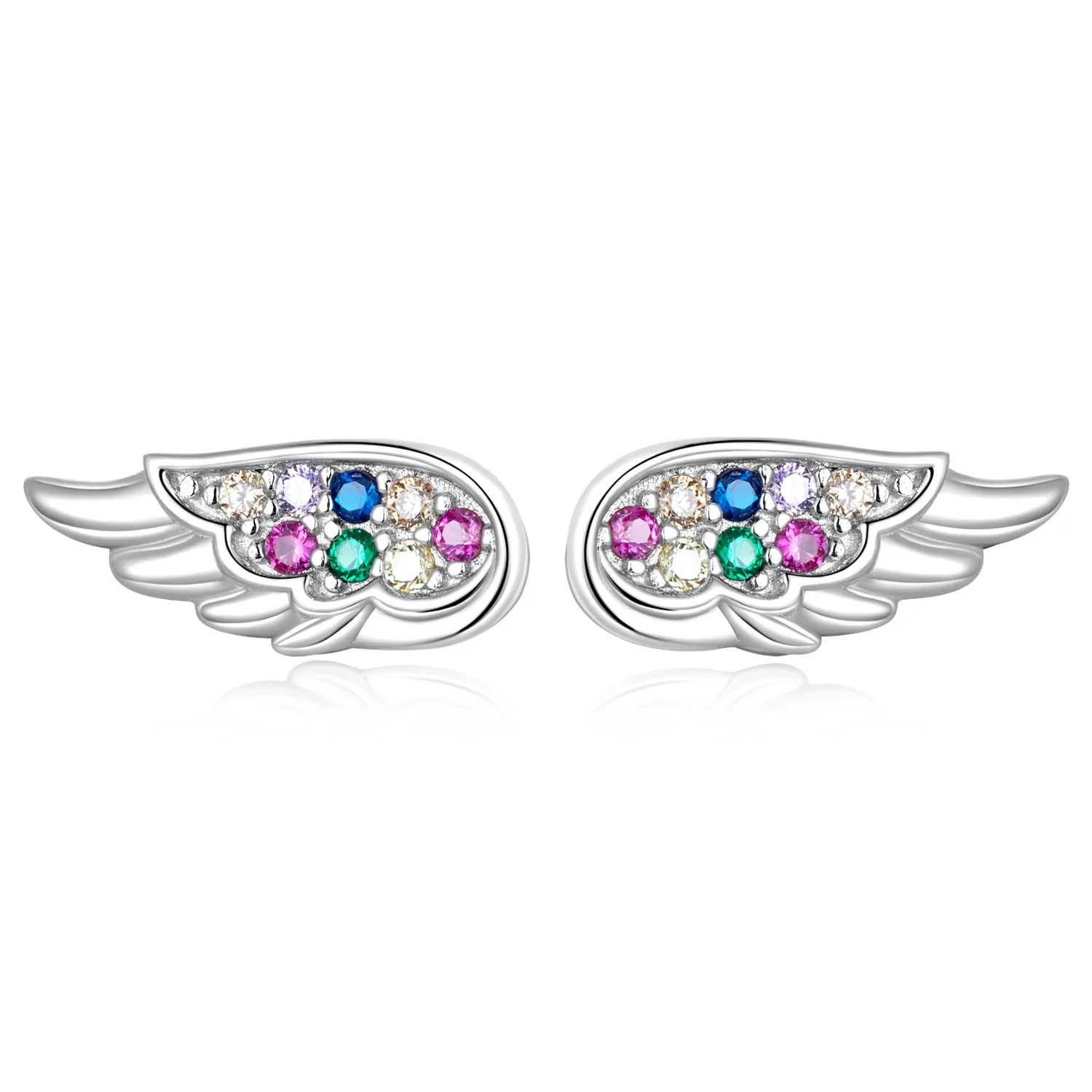 Pandora Style Colorful Zirconium Wings Stud Earrings - SCE1397