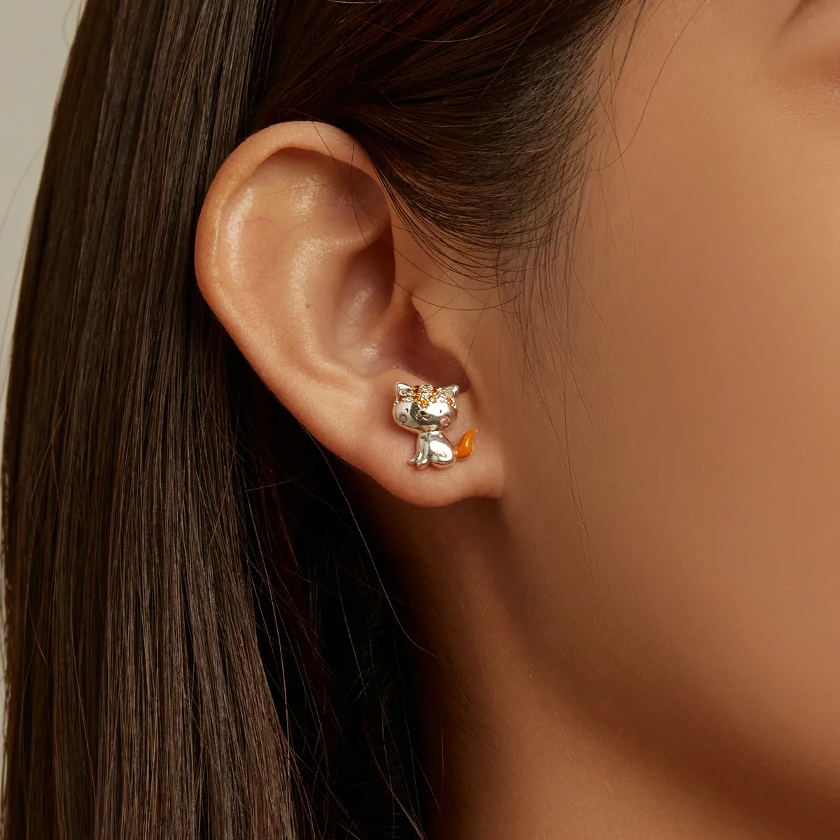 Pandora Style Cute Fox Stud Earrings - SCE1373