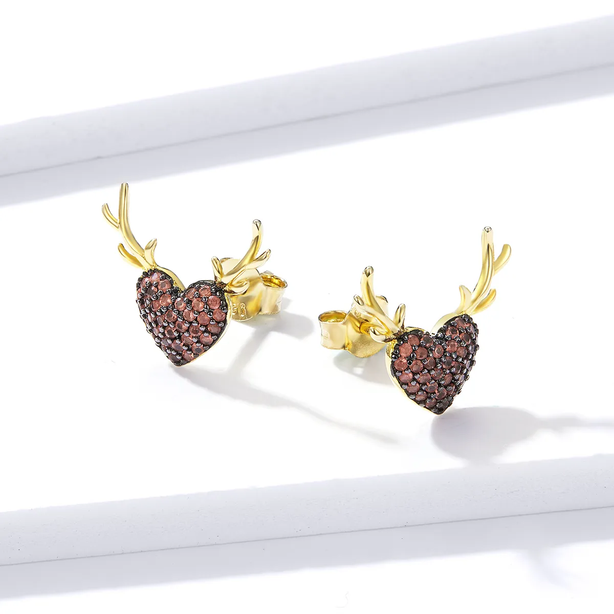 Pandora Style Deer Love Stud Earrings - BSE313